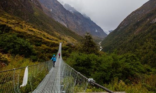 Un des ponts suspendu avant d'arriver au Village de Langtang